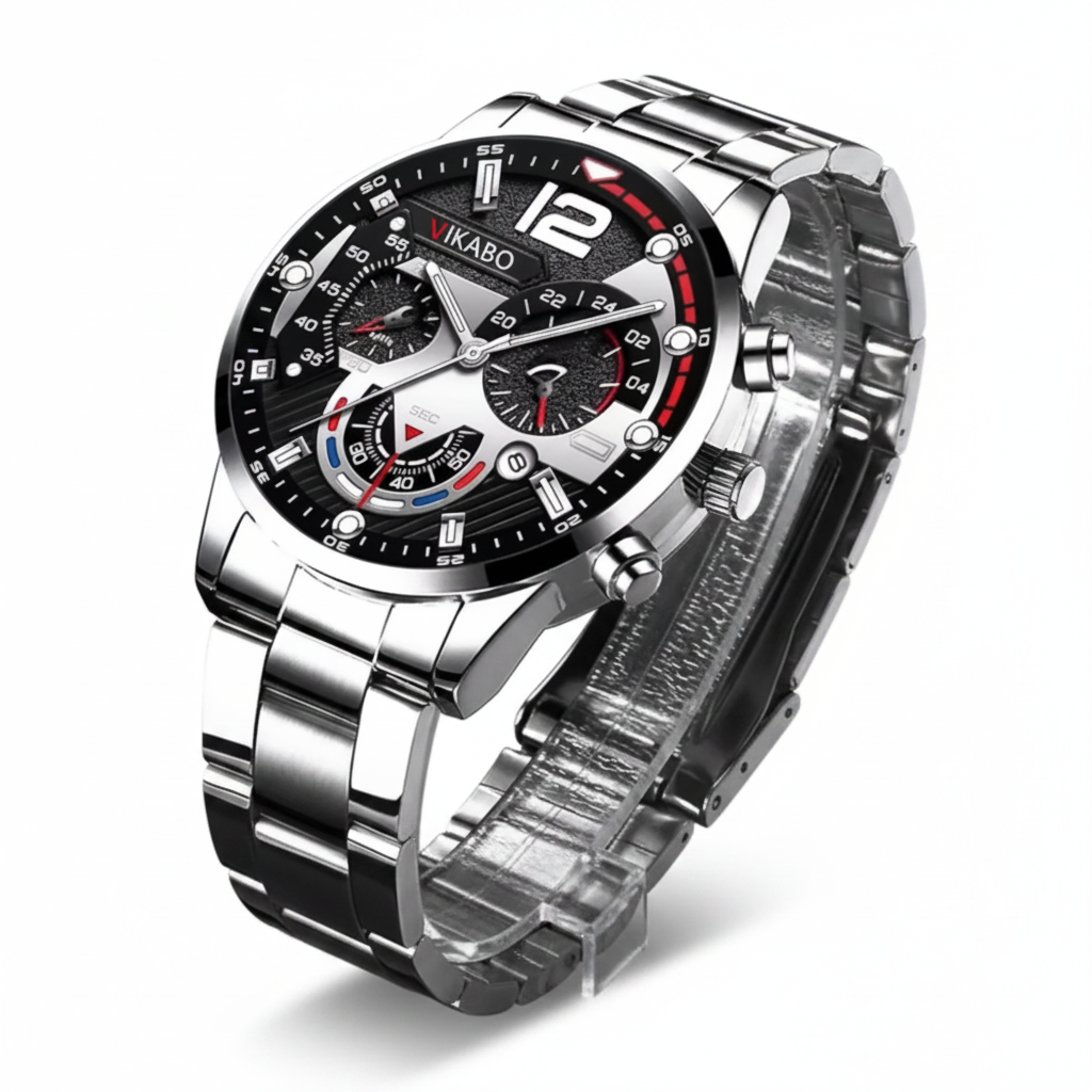 Stainless Steel Luxury Quartz Wristwatch — White Studio